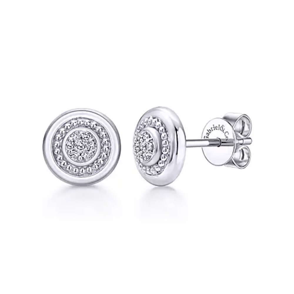 Gabriel and Co Sterling Silver diamond cluster studs